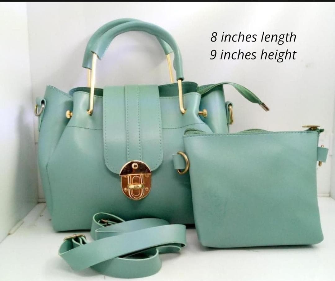 Green PU Leather Crossbody Bag Set with Pouch