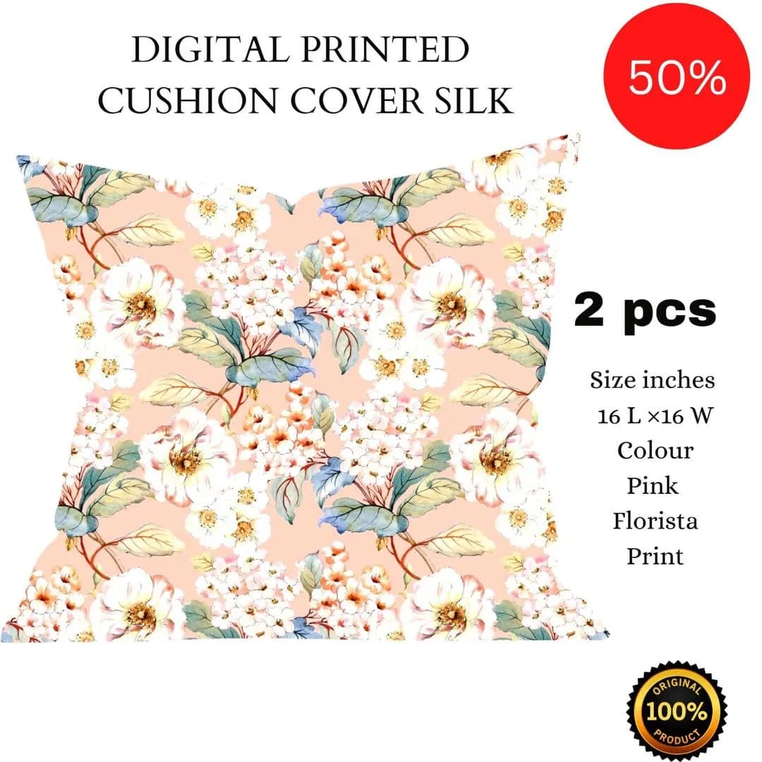 Digital Floral Cushion Covers Set of 2 Pink