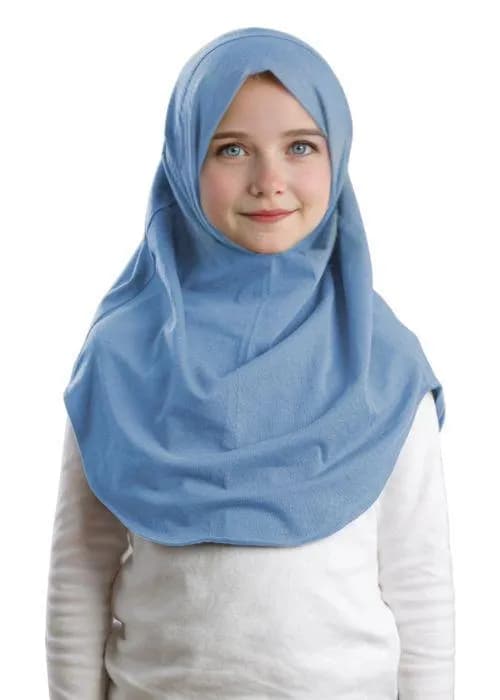 Sky Blue Girls Maxi Hijab Cotton Jersey 2-10