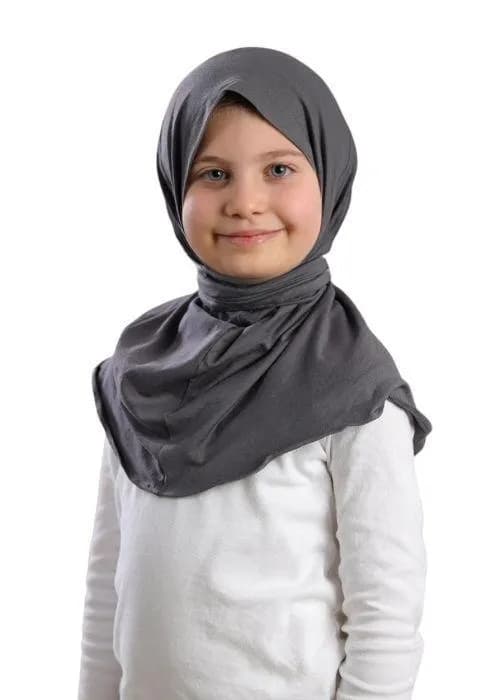 Grey Snap Hijab for Girls Cotton Daily Wear