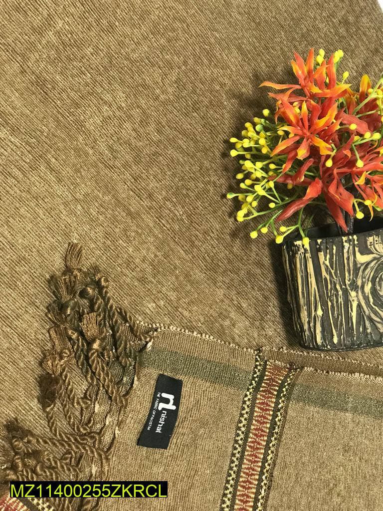 Nishat Velvet Shawl Brown Traditional Border 2.5 Yards
