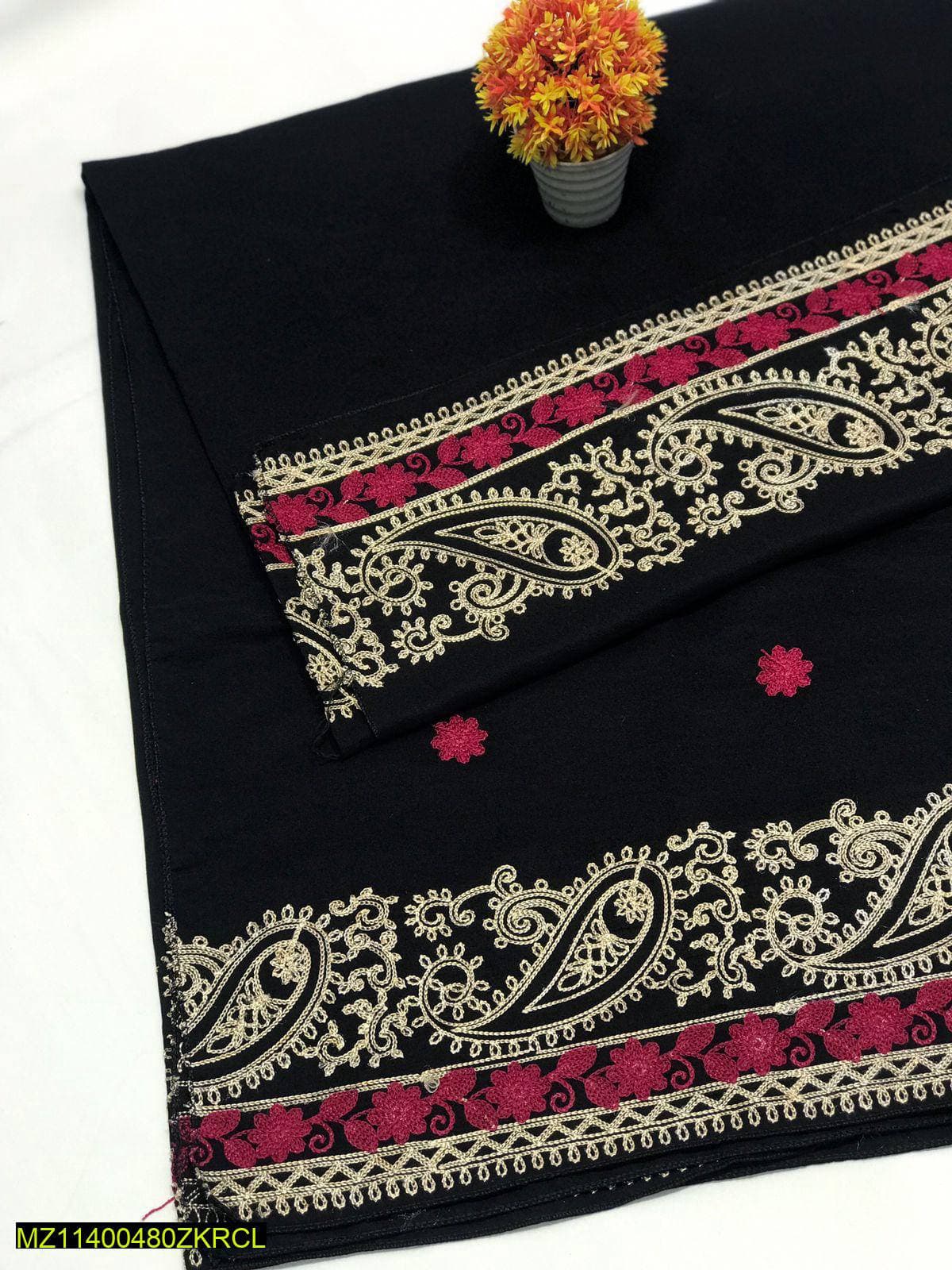 Black Paisley Embroidered Shawl for Winters 2.5 Gazz