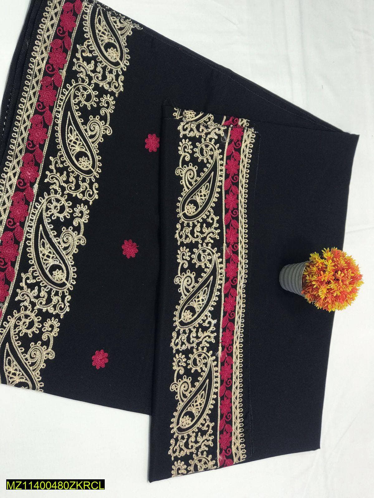 Black Paisley Embroidered Shawl for Winters 2.5 Gazz