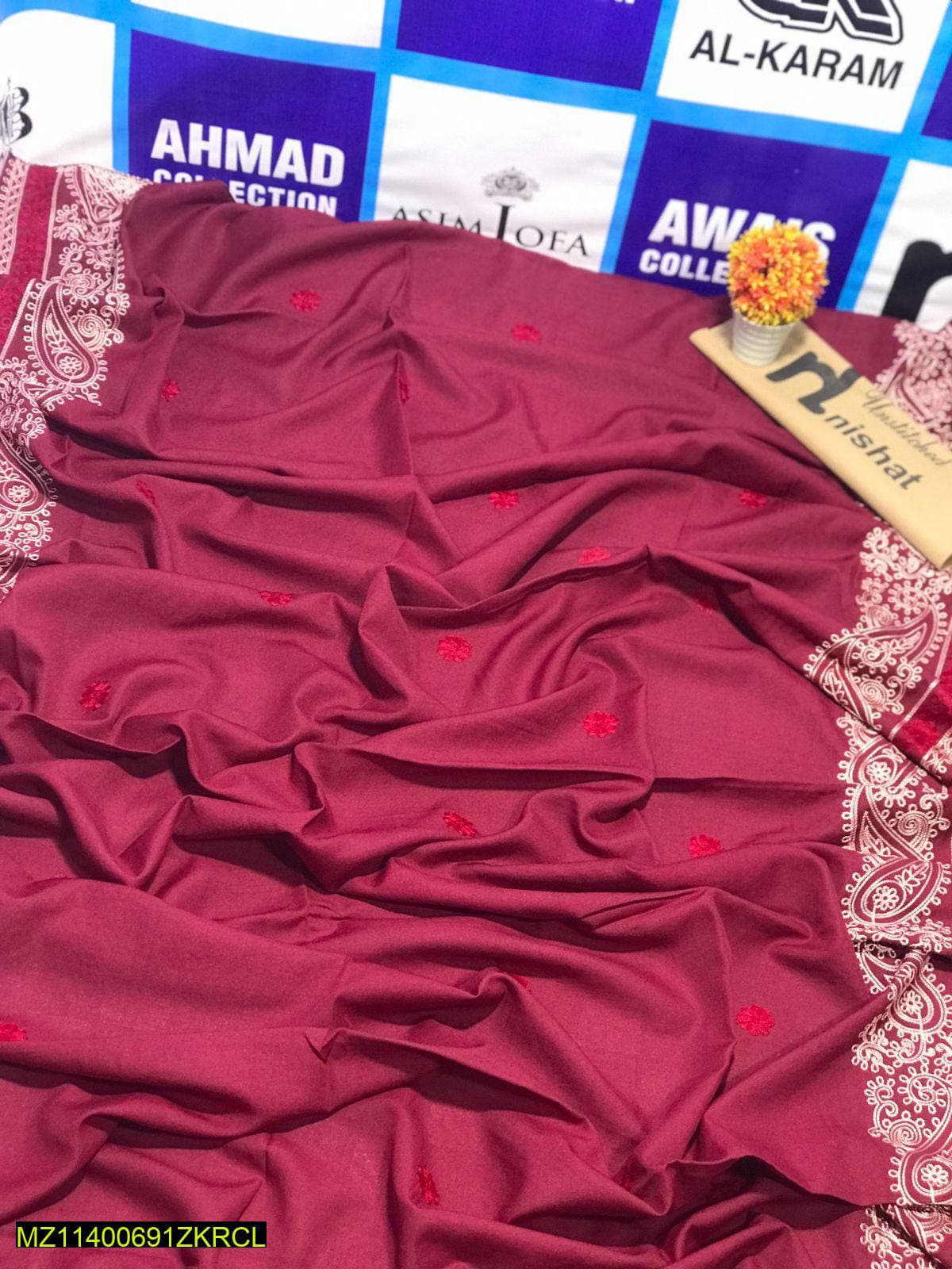 Maroon Swiss Lawn Shawl for Women Wedding Eid