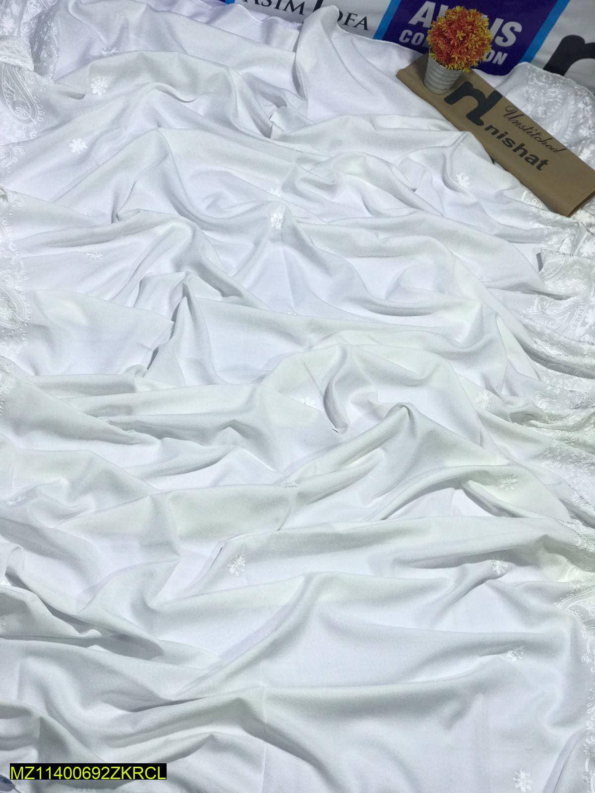 White Lawn Tilla Embroidered Shawl for Women