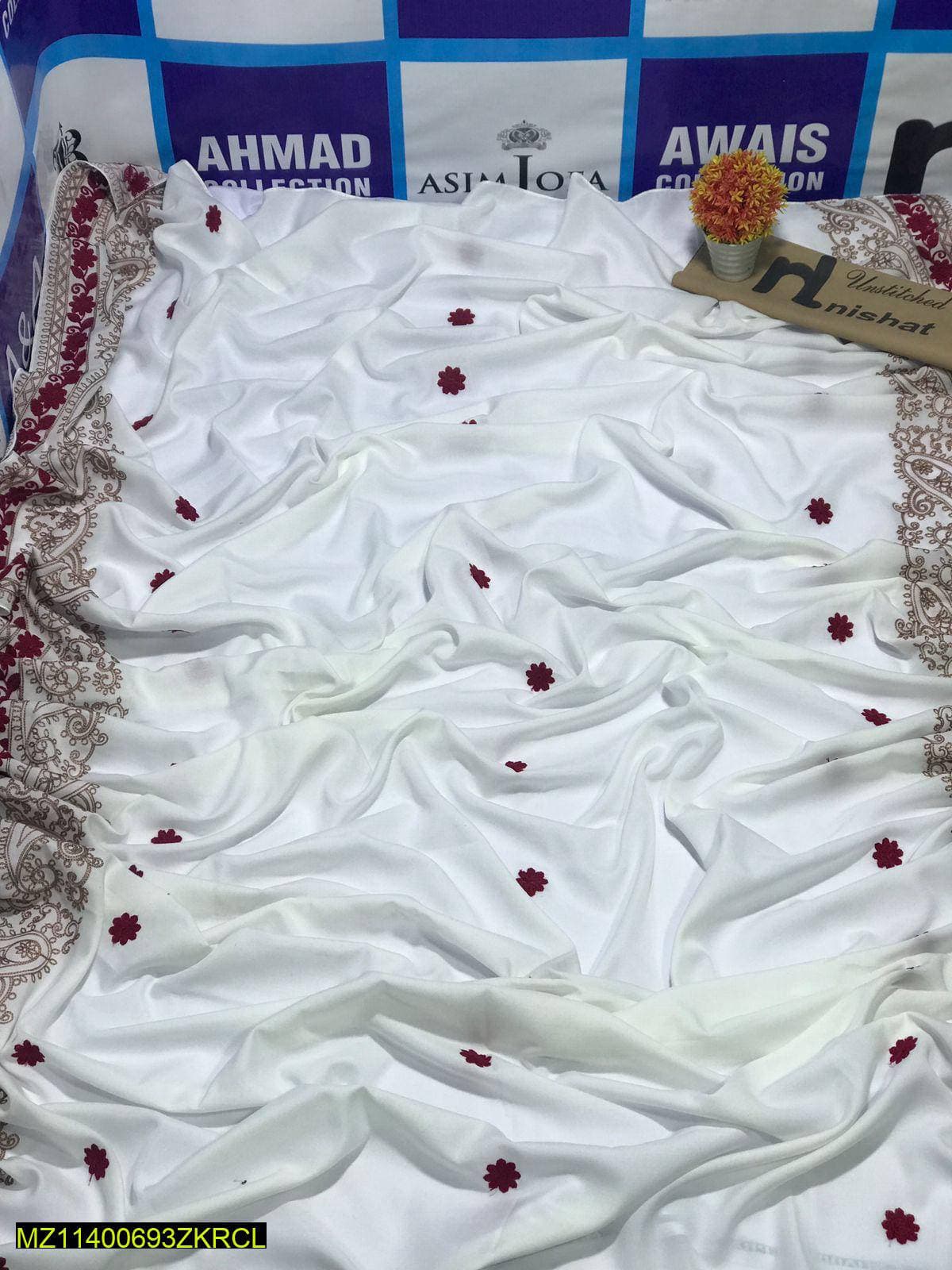 White Swiss Lawn Shawl with Tilla Embroidery 2.5 Yards