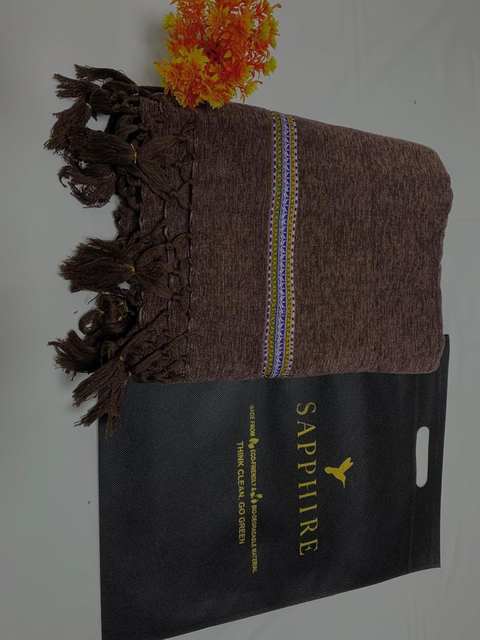 Winter Velvet Shawl Brown 2.5 Gaz Men