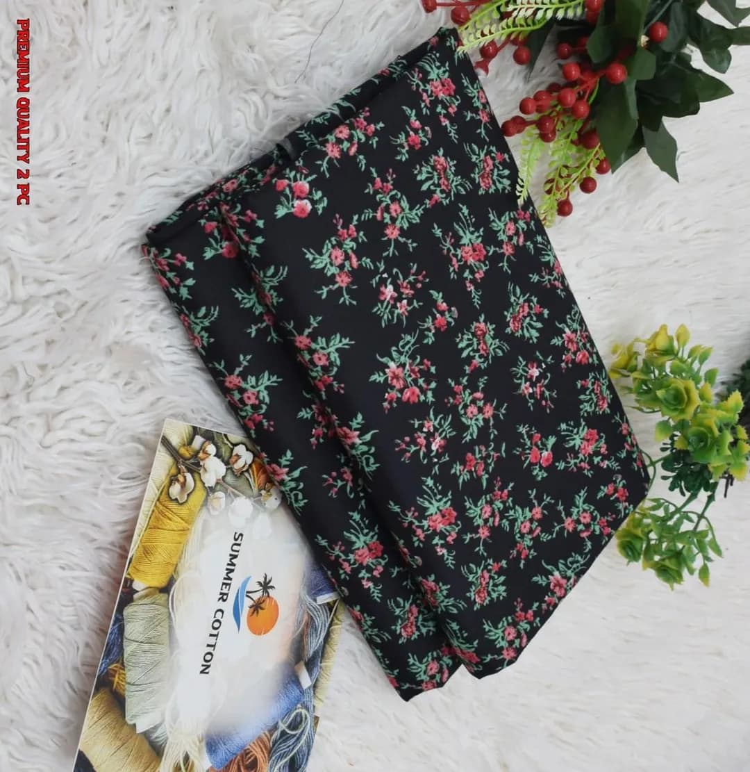 Black Printed Polo Cotton 2Pcs Shirt Trouser Set