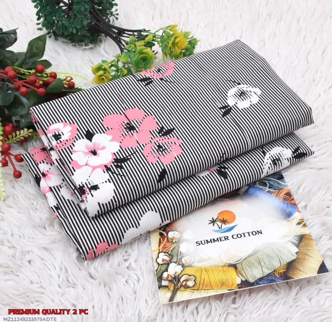 Summer Cotton Printed Shirt & Trouser Set Black 2Pcs