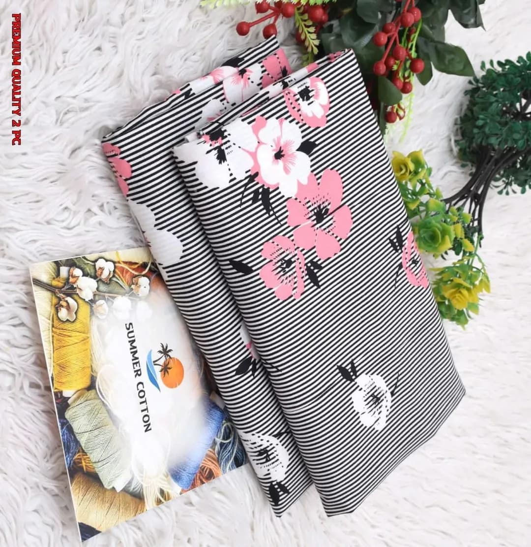 Summer Cotton Printed Shirt & Trouser Set Black 2Pcs