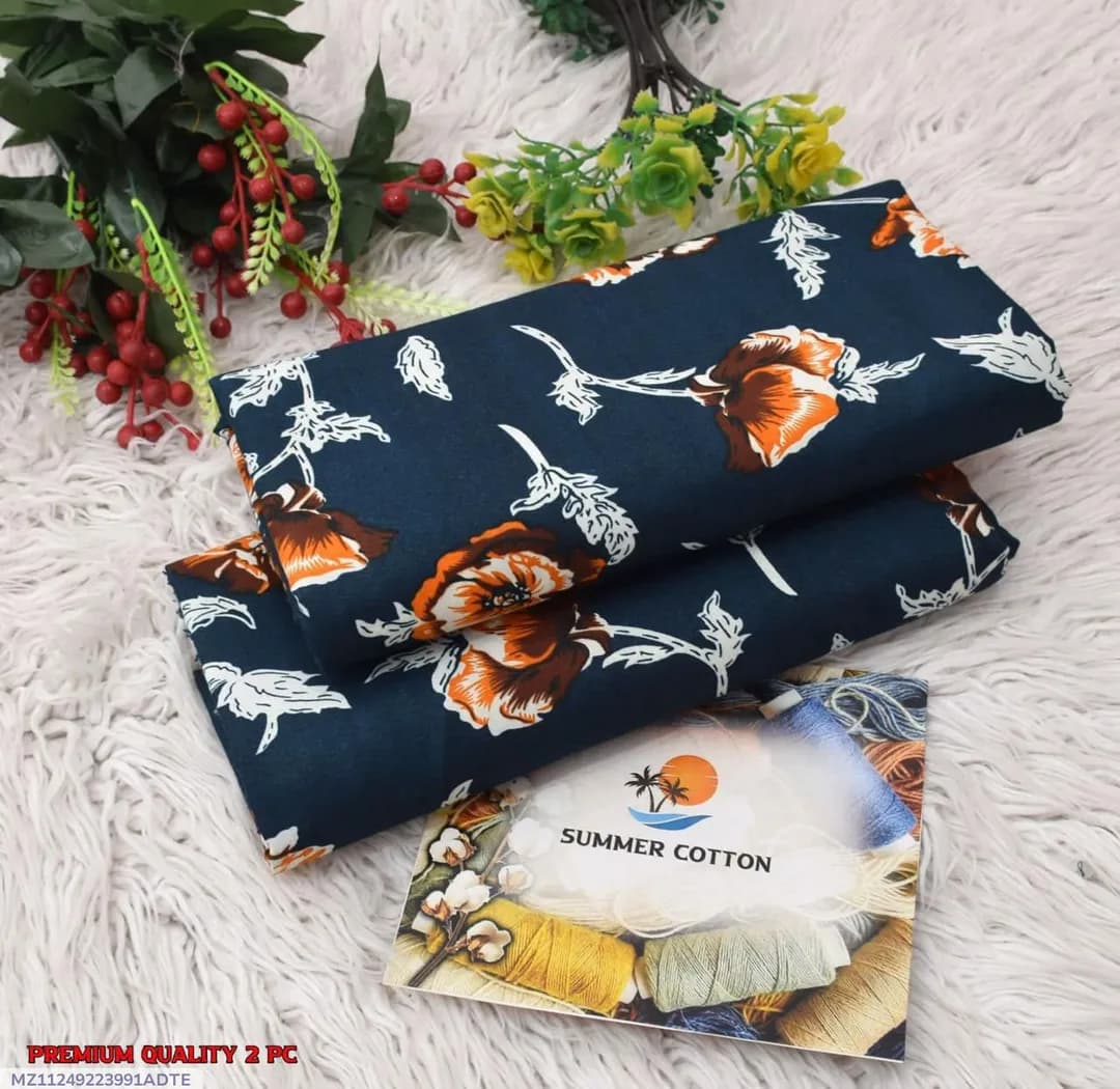 Women Printed Cotton Shirt Trouser Set Green 2 Pcs