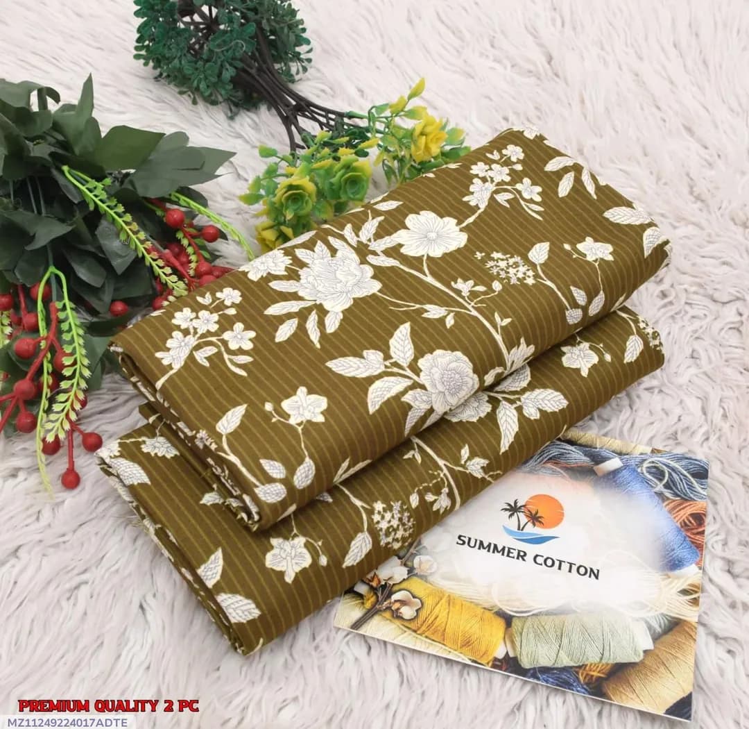 Brown Printed Polo Cotton 2Pcs Shirt Trouser Set
