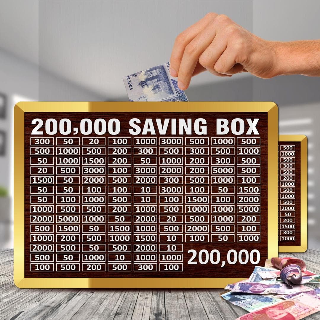Wooden Savings Box Brown Gold 10x7"
