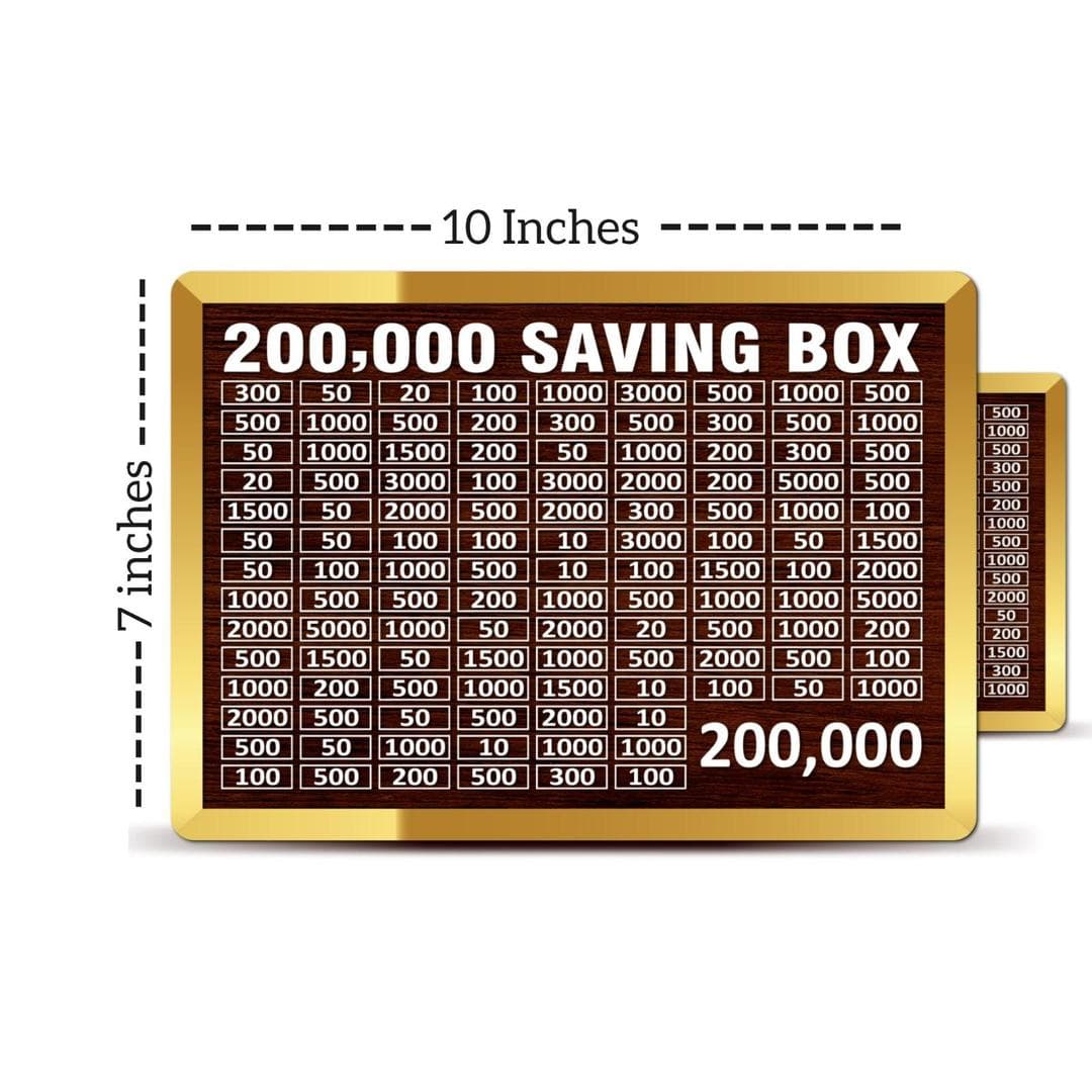 Wooden Savings Box Brown Gold 10x7"