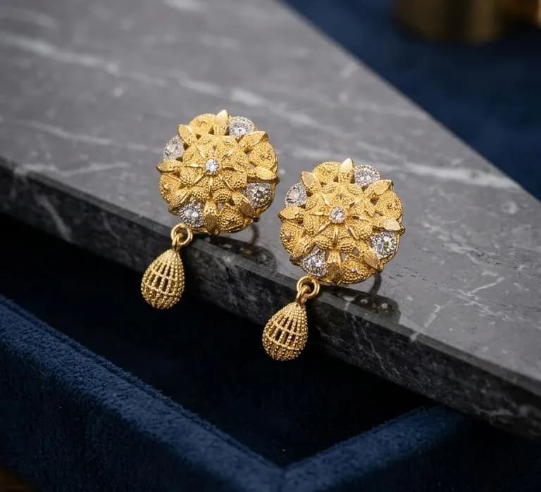 Golden Plated Earrings for Women, Unique Design, Easy Wear