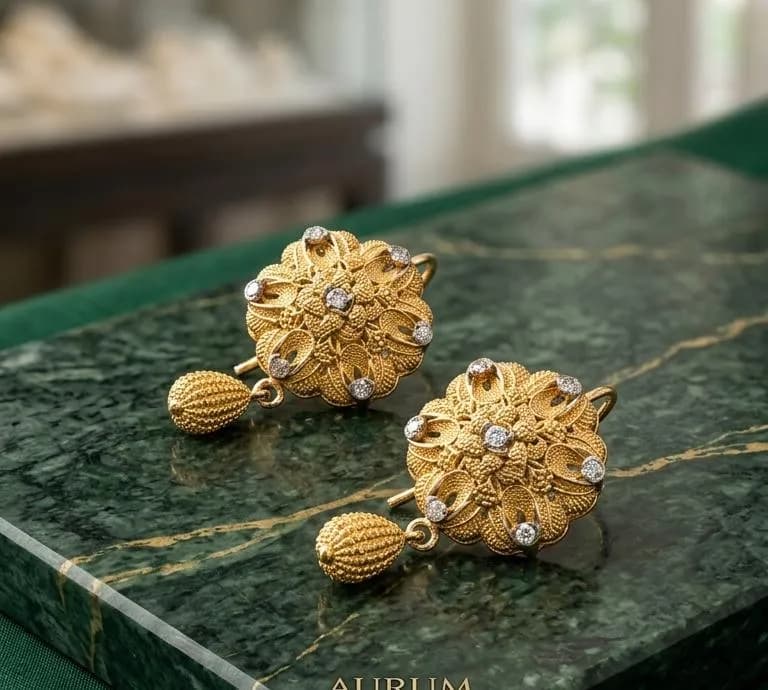 Gold Floral Earrings for Women Wedding Party Jewelry