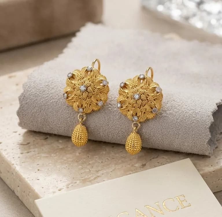 Gold Floral Earrings for Women Wedding Party Jewelry