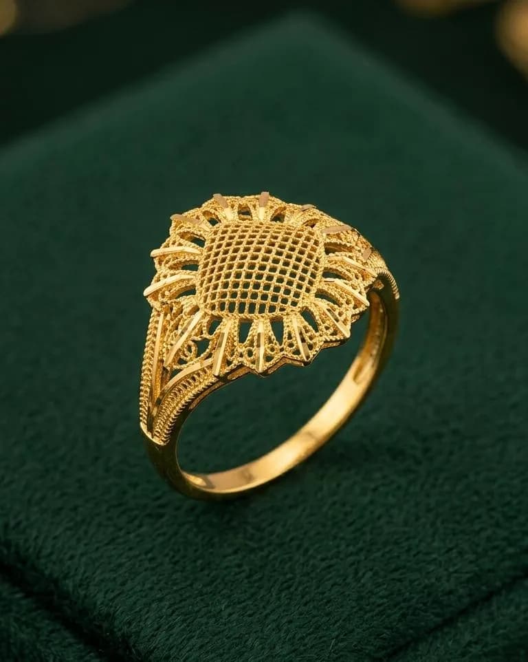 Gold Embroidered Ring with intricate design
