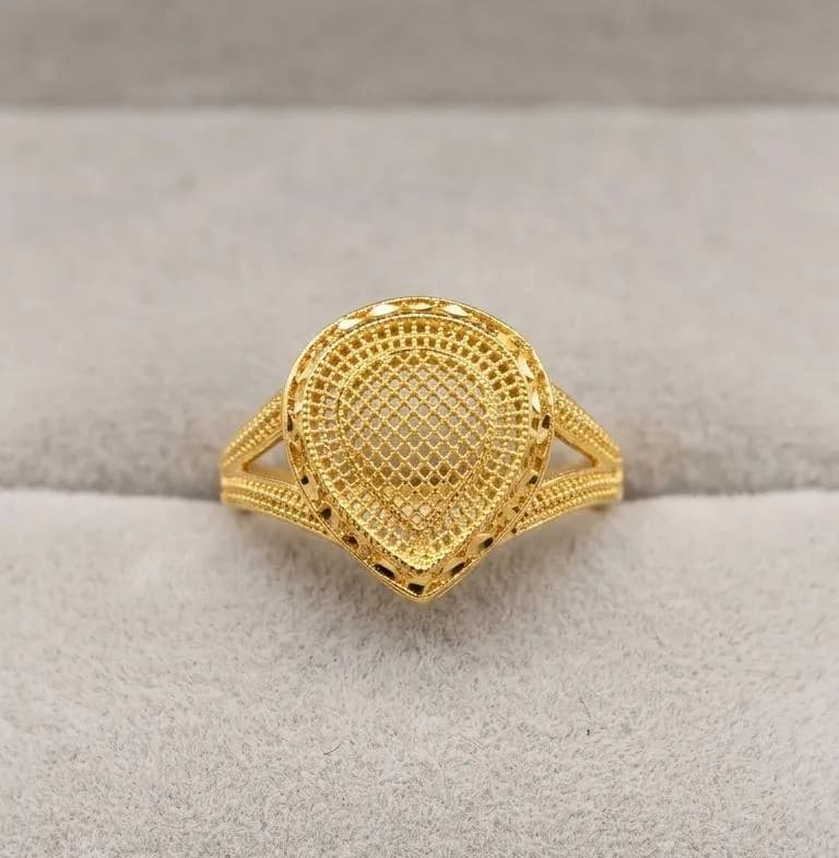 Golden Heart Ring for Women, Gold Plated, Unique Design