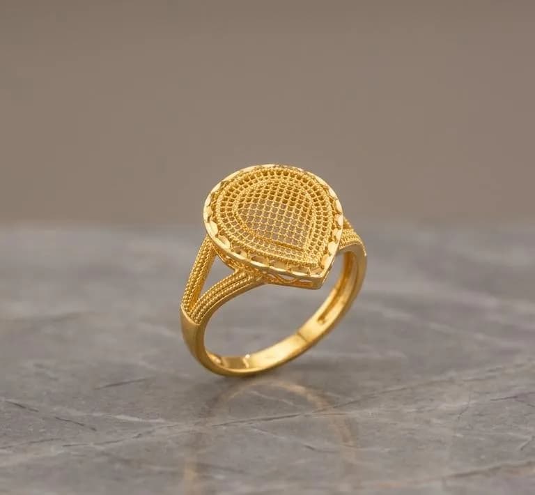 Golden Heart Ring for Women, Gold Plated, Unique Design