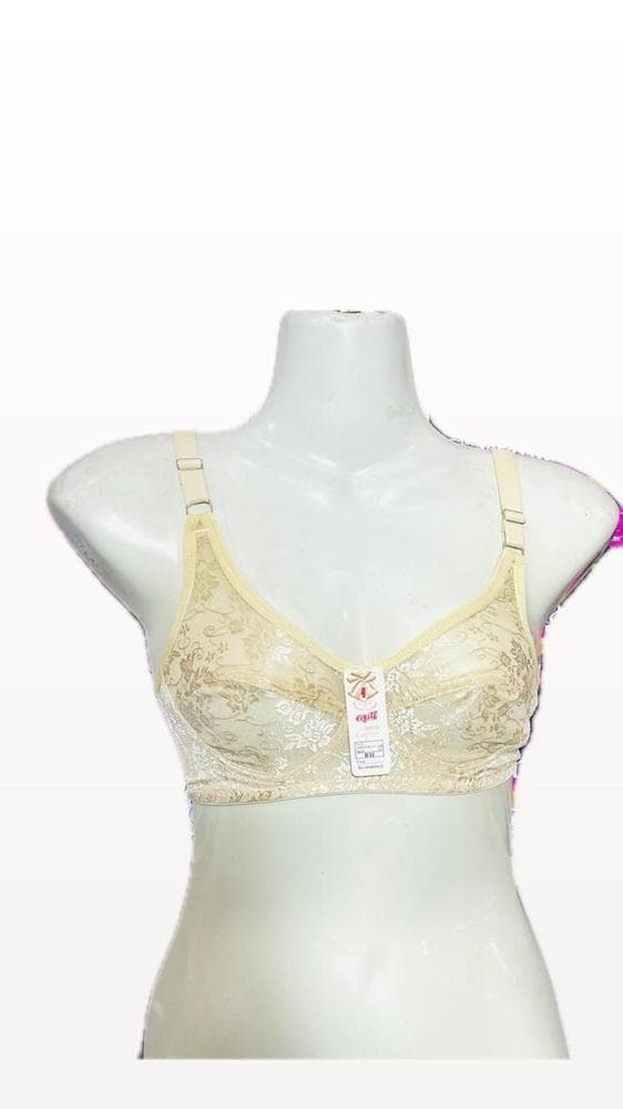 Beige Printed Non-Padded Bra for Daily Wear