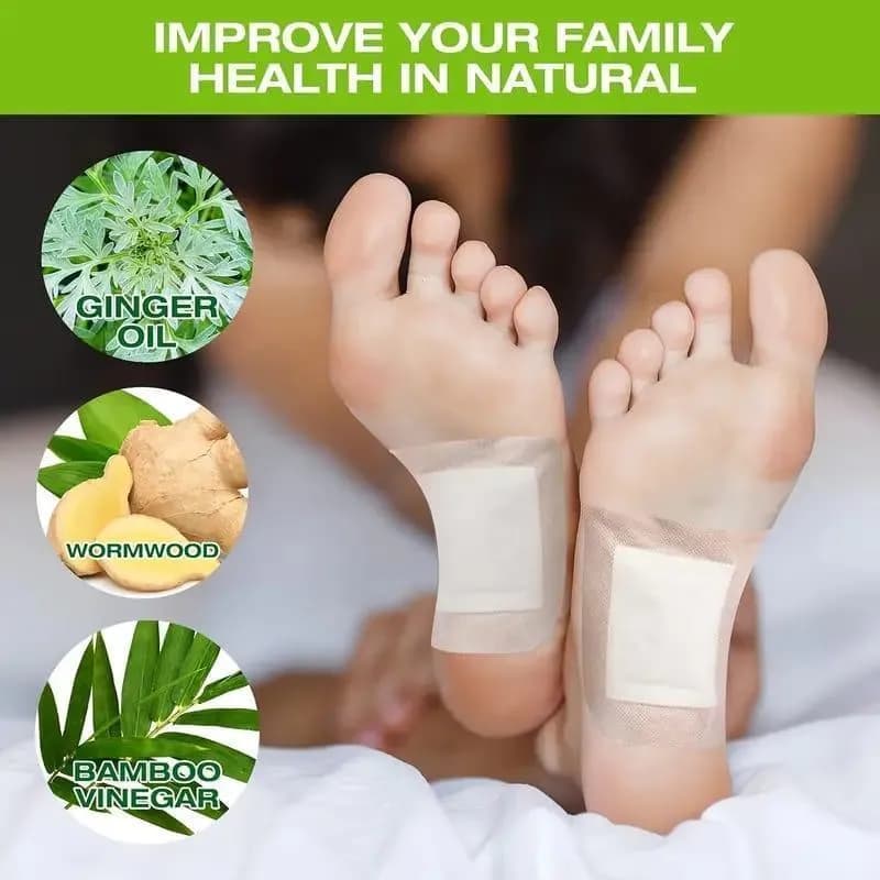 Kinoki Foot Pain Relief Patch 10 Pcs Cotton Natural Ginger Wormwood Bamboo