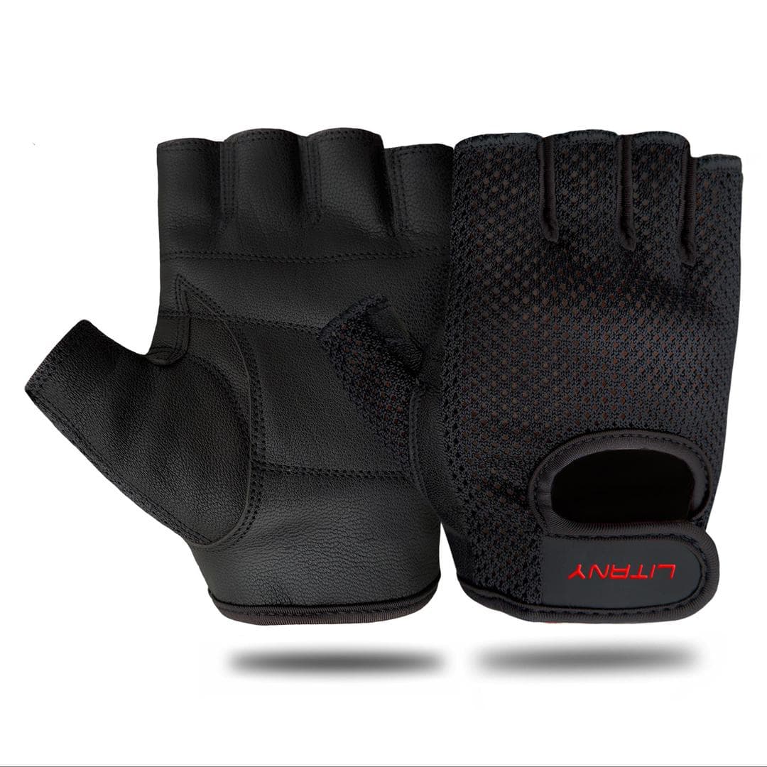 Premium Weightlifting Gloves Genuine Leather Mesh Grip