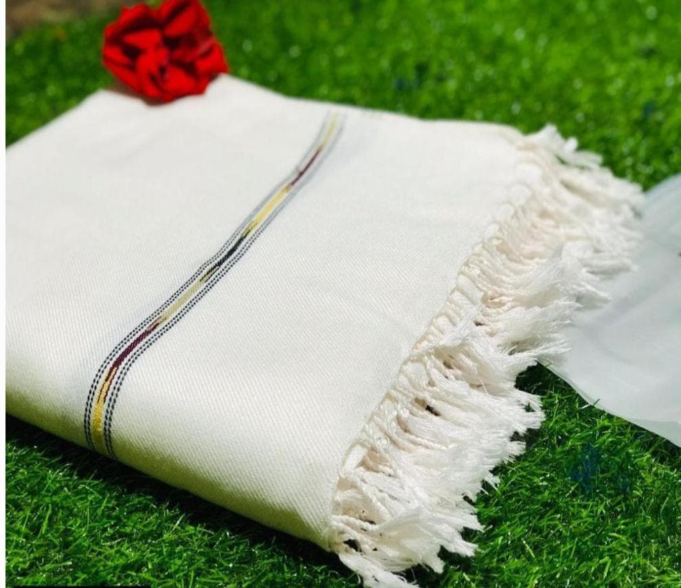 Premium Wool Shawl Off-White Fringed for Shaadi & Daily Wear