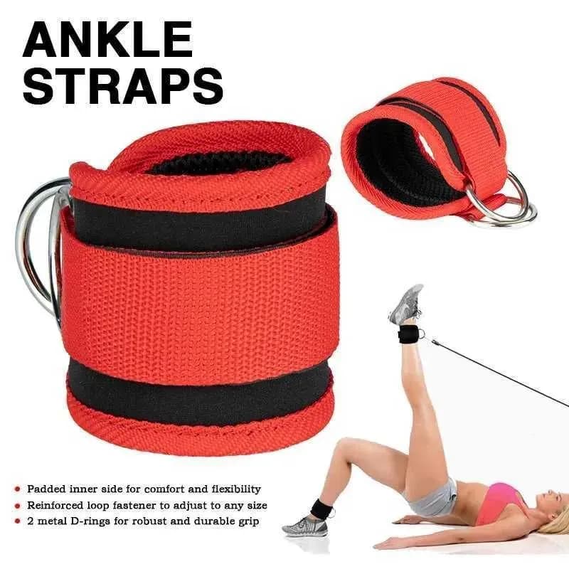 Cable Machine Ankle Straps Red Adjustable Workout Gloves