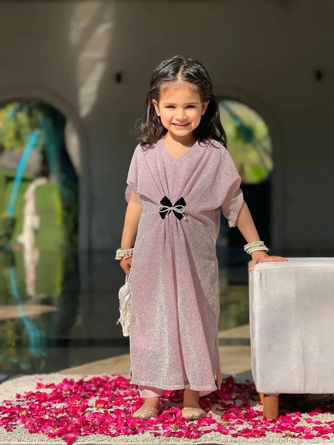 Girls Kaftan Set Moonlight Pink 2Pcs 8-10Yrs