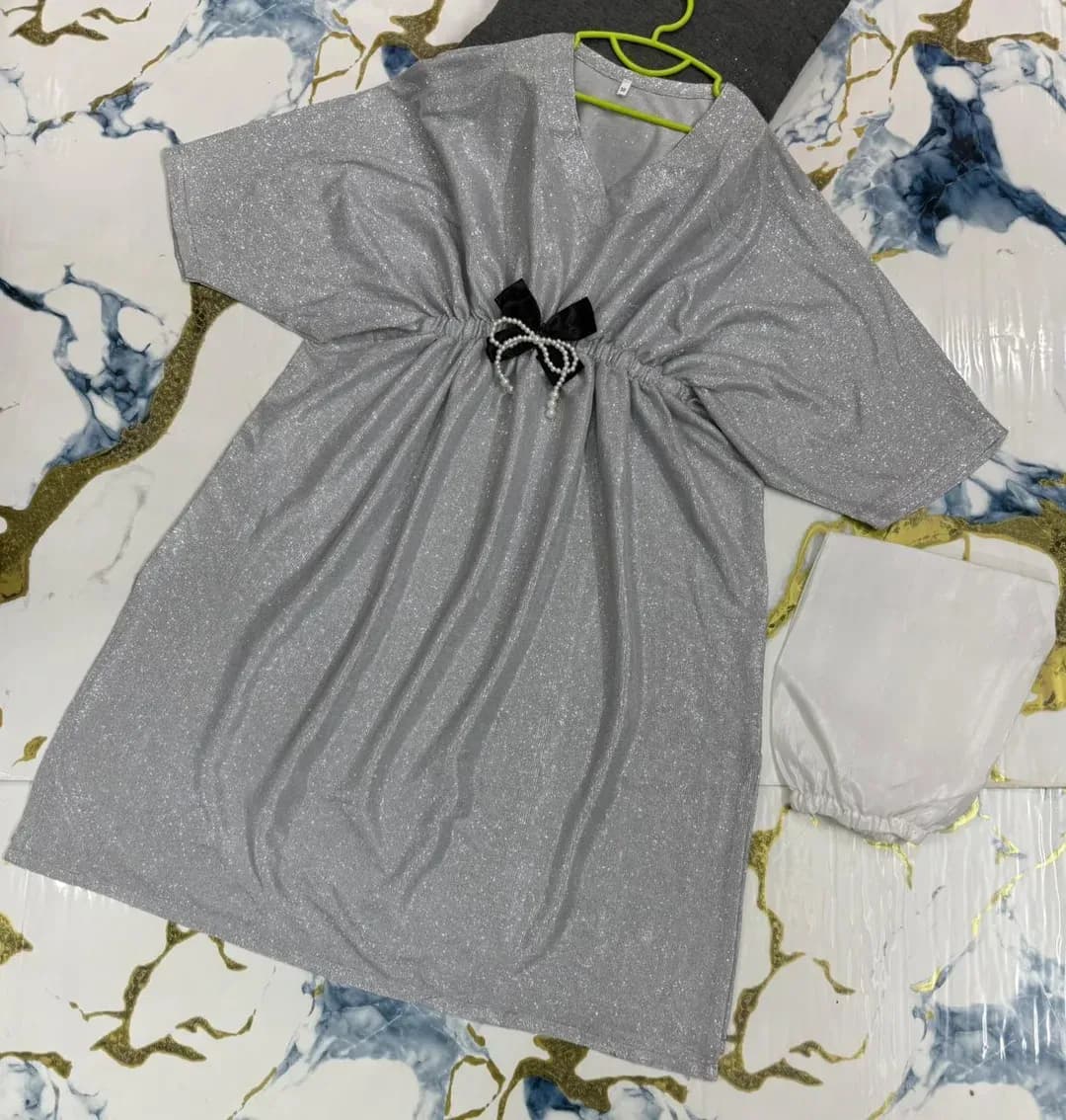 Girls Kaftan Set Grey 2Pcs 32-40 Size