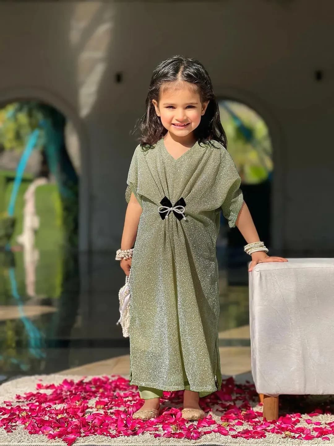 Kids Kaftan Set Moonlight Green 2Pcs 8-10Yrs