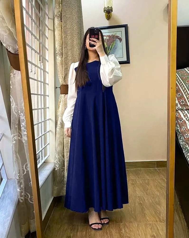 1 Pc Women's Stitched Georgette Plain Maxi