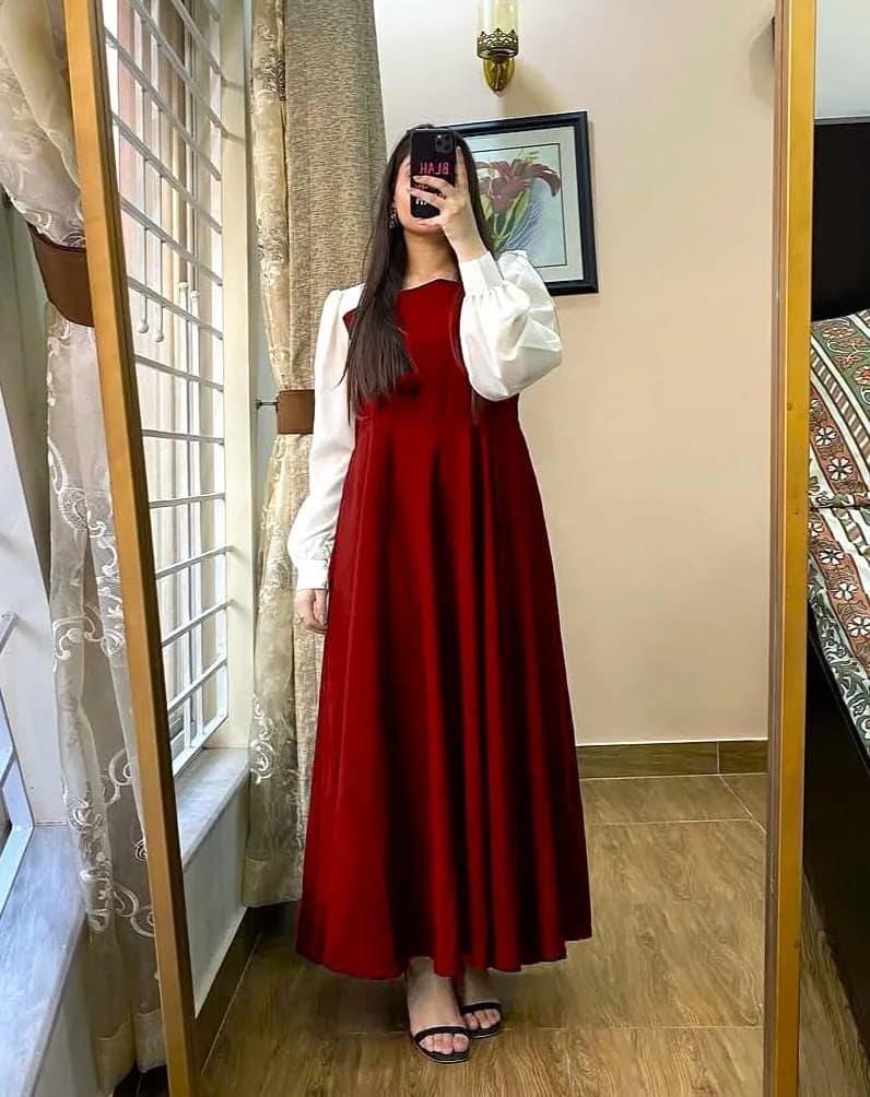 1 Pc Women's Stitched Georgette Plain Maxi