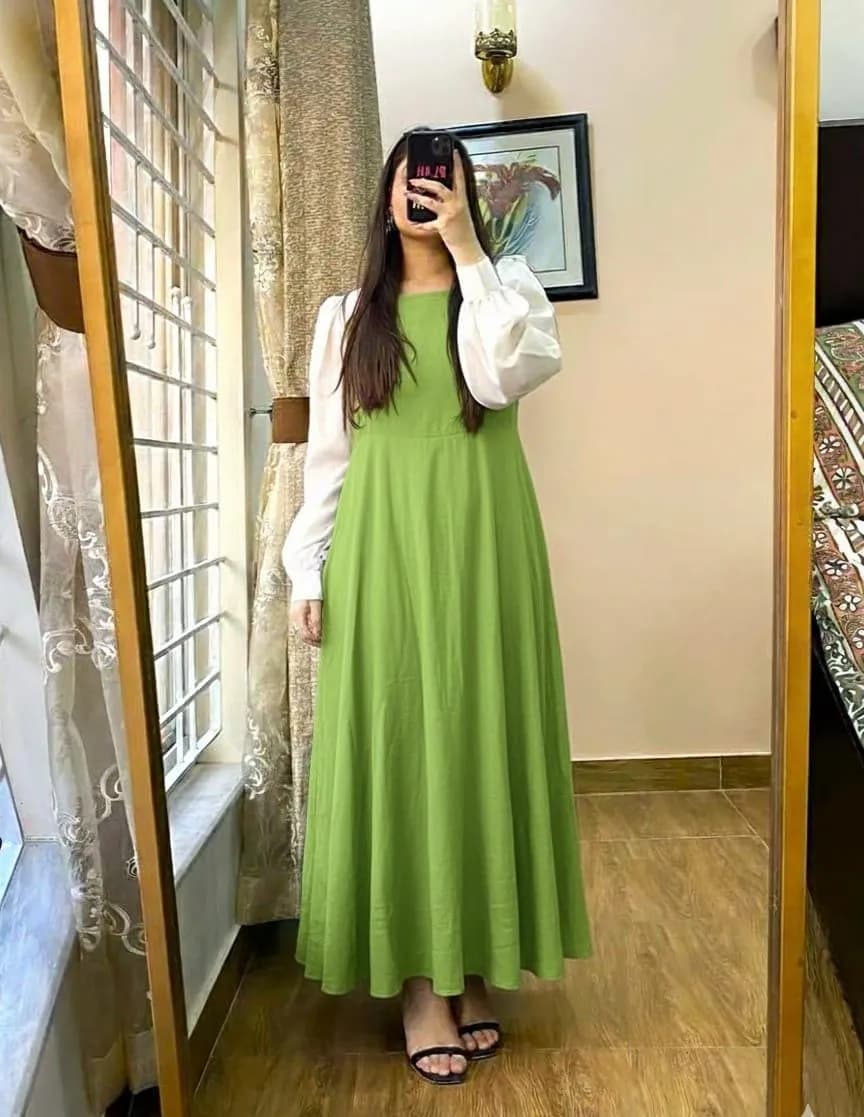 1 Pc Women's Stitched Georgette Plain Maxi