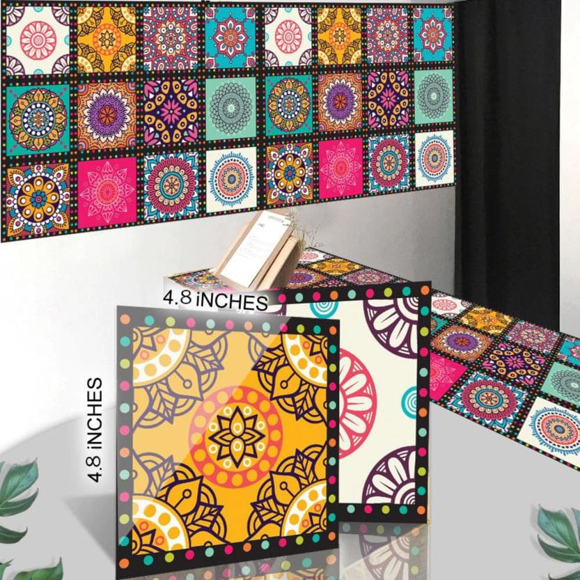 Multicolor 4.8" Mandala Wall Stickers Pack of 12