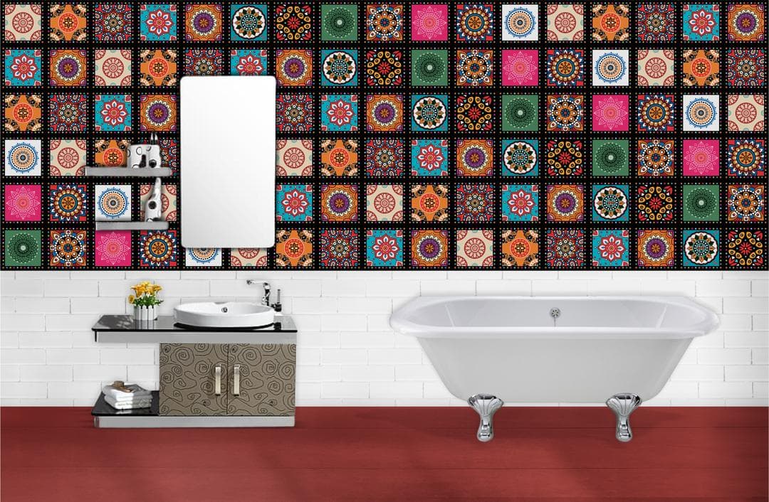 Multicolor 4.8" Mandala Wall Stickers Pack of 12