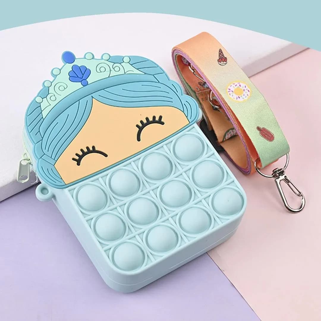 Cute Princess Pop-it Crossbody Bag for Girls Multicolor Silicone