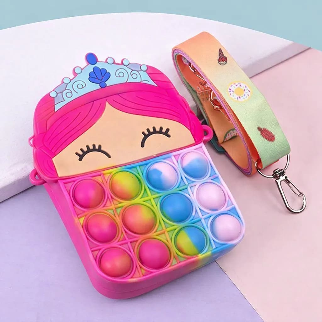 Cute Princess Pop-it Crossbody Bag for Girls Multicolor Silicone
