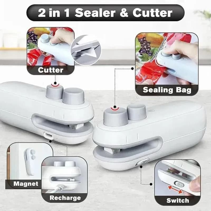 Rechargeable 2-in-1 Food Sealer & Cutter