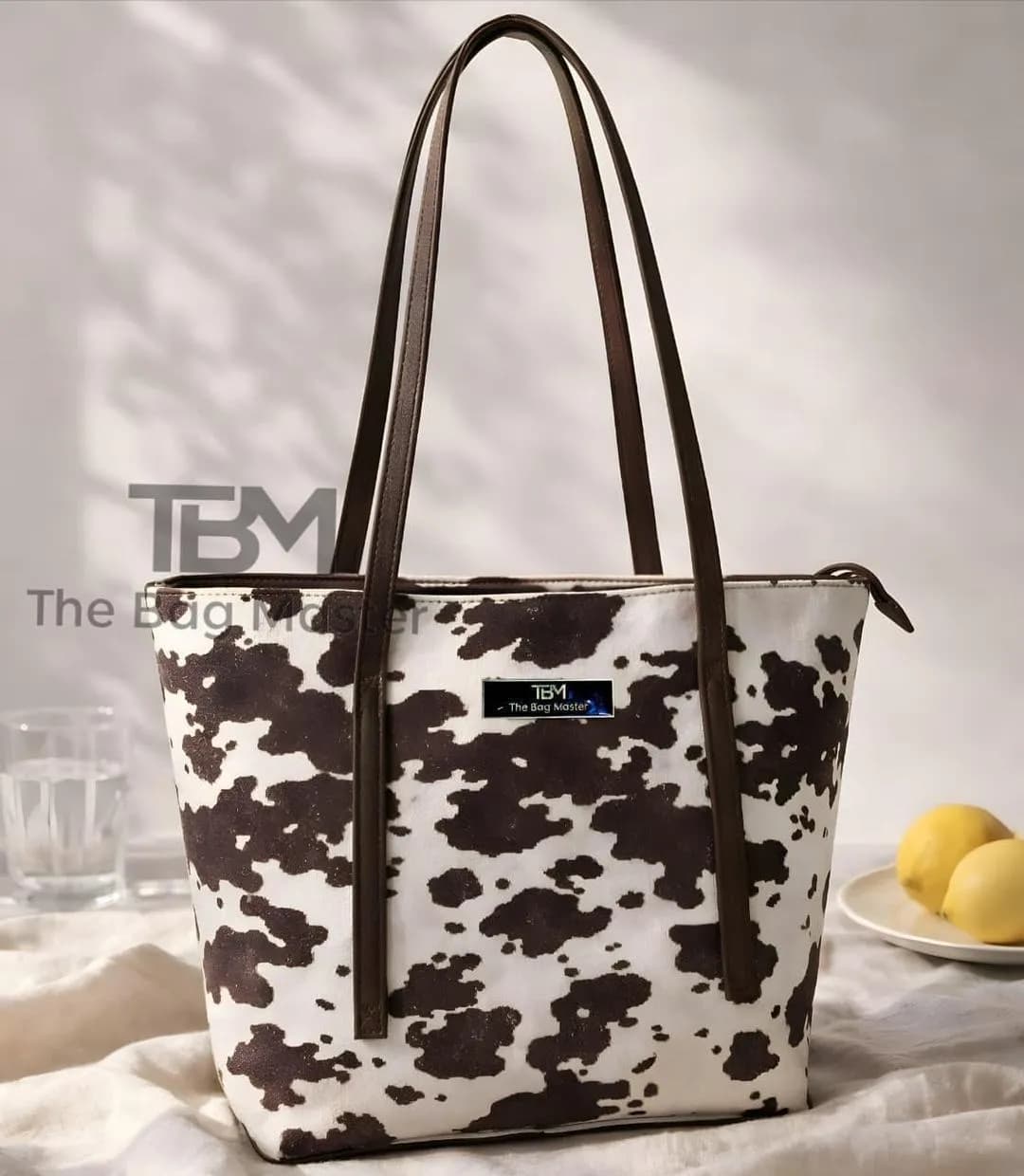 Cow Print Top Handle Tote Bag for Girls 14" Multicolor