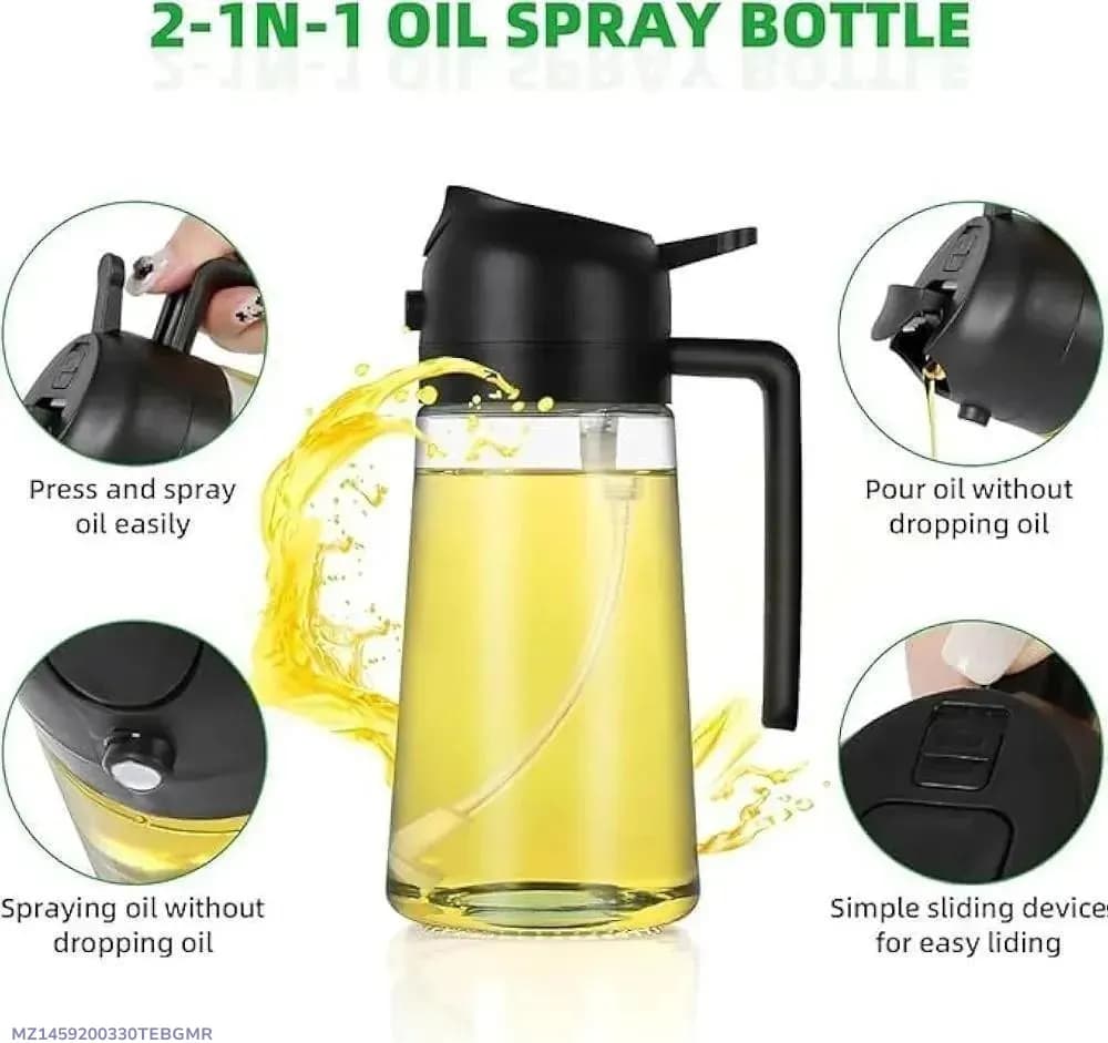 2-in-1 Oil Spray Bottle Glass Multicolor
