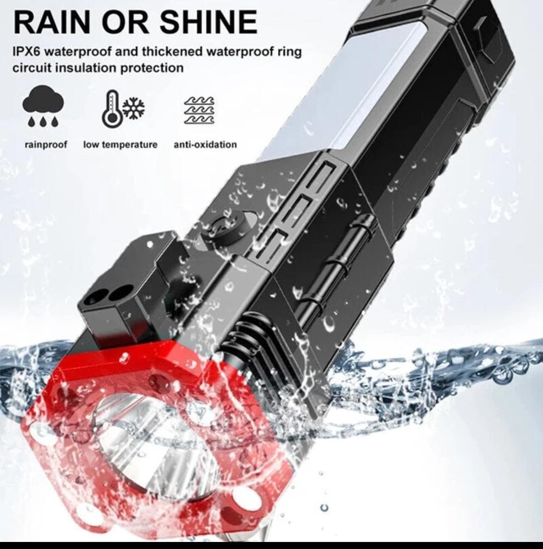 Rechargeable LED Torch with Window Hammer & Belt Cutter
