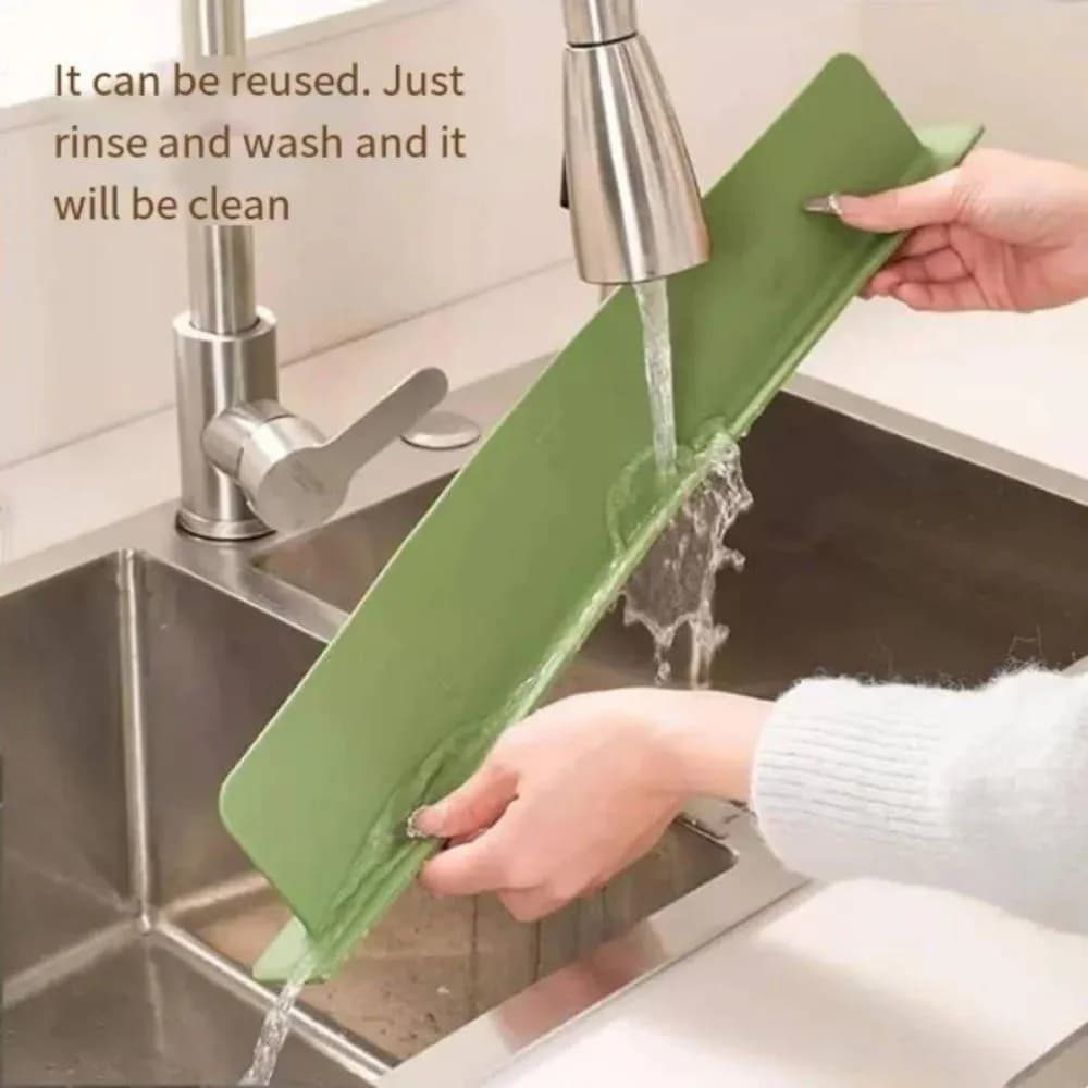 Green Silicone Sink Splash Guard for Kitchen & Bathroom