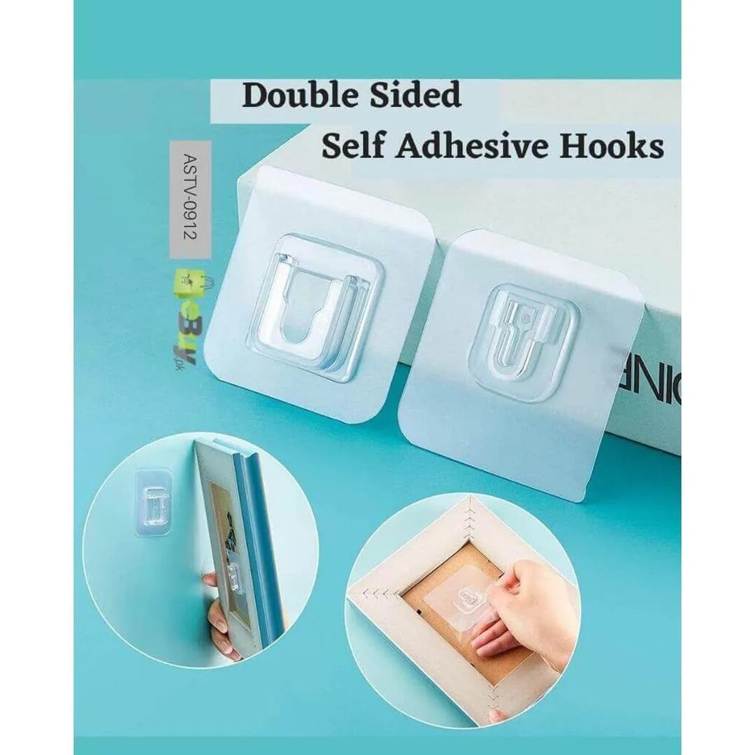 Double Sided Self Adhesive Hooks White Plastic