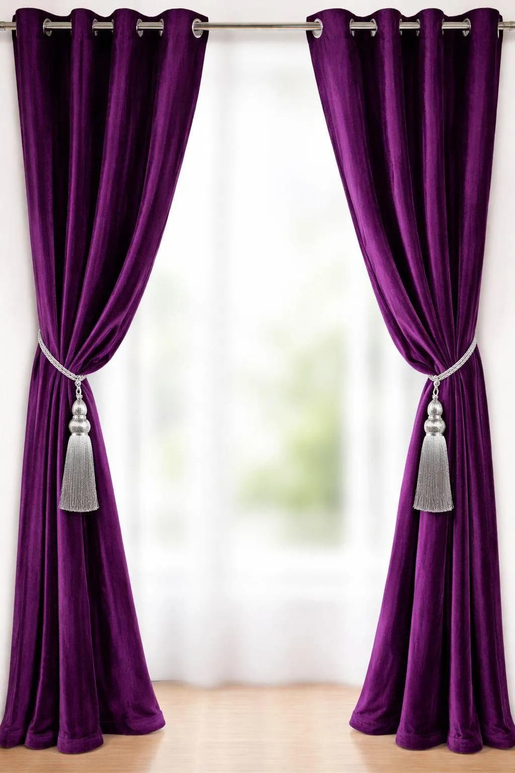 Purple Velvet Curtains 2 Pcs 86x60 Inch