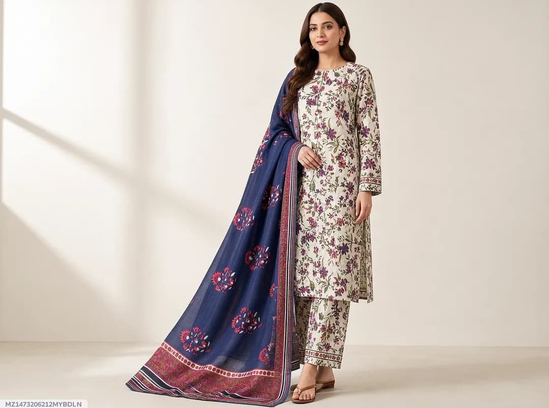 Stylish 3 Pcs Women's Unstitched Digital Print Suit