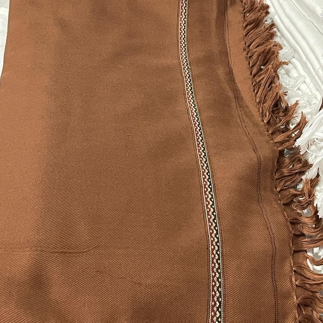 Brown Wool Embroidered Shawl for Men, 3 Yard, Warm & Elegant