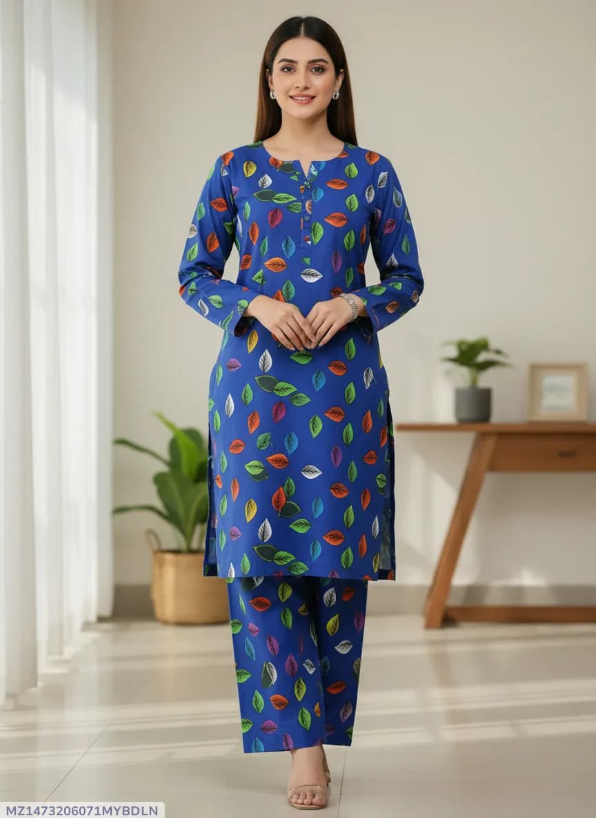 Stylish 2 Pcs Women's Unstitched Printed Suit