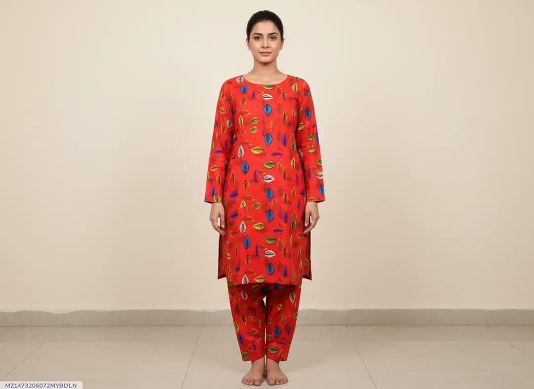 Stylish 2 Pcs Women's Unstitched Printed Suit
